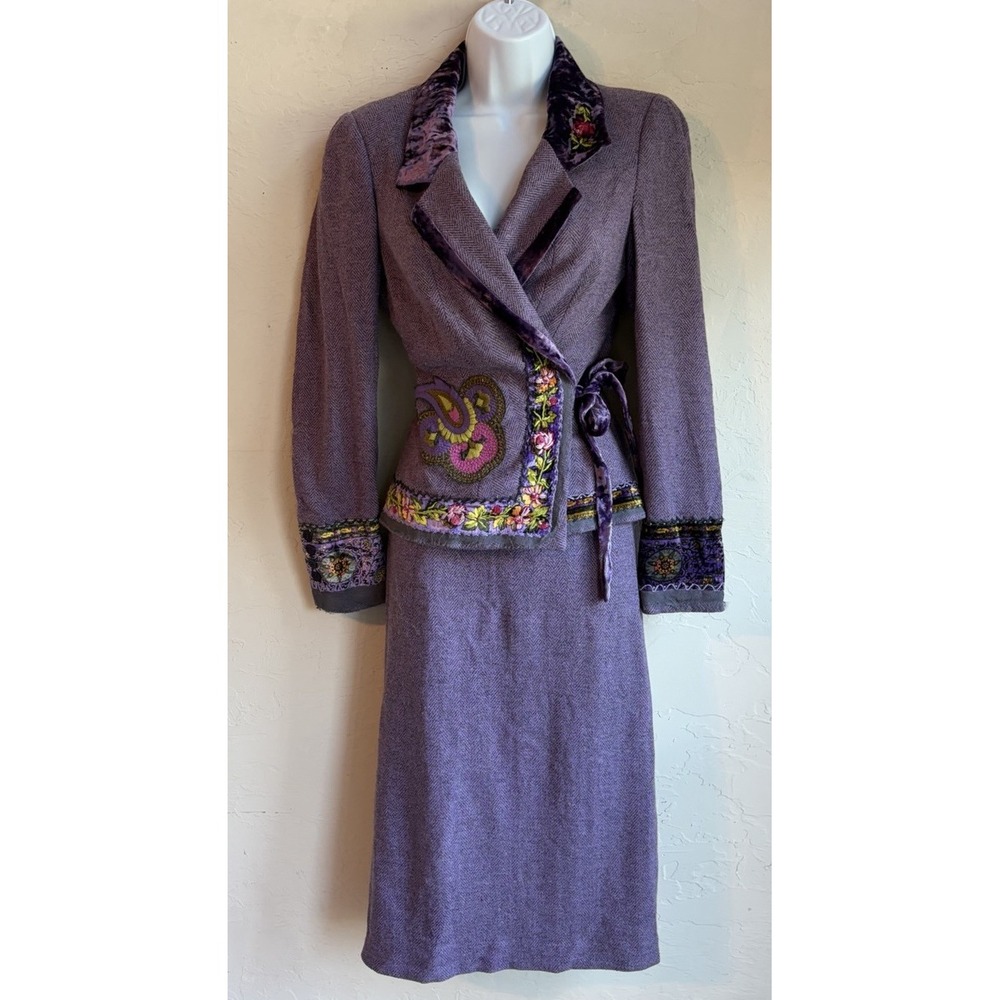 Vintage Y2K Renato Nucci NWT M L Whimsigoth Fairy Co-ord Skirt Suit Set Velvet